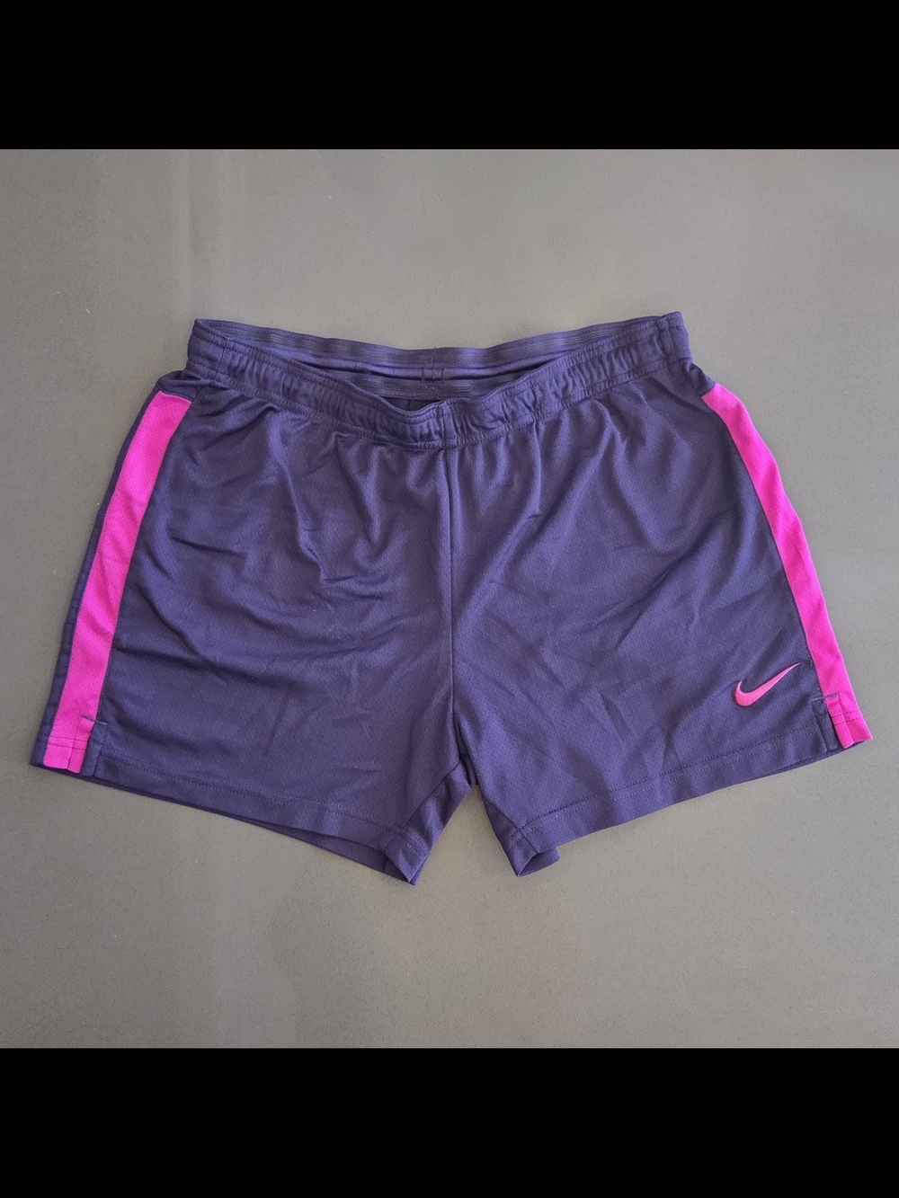 Nike Dri-Fit Women’s Purple Athletic Shorts with Hot Pink Accents